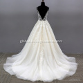 China Bridal Gowns Sheer Jewel Neck Lace Appliqued Sequins Plus Size Robe De Mariee Custom wedding princess dress Factory